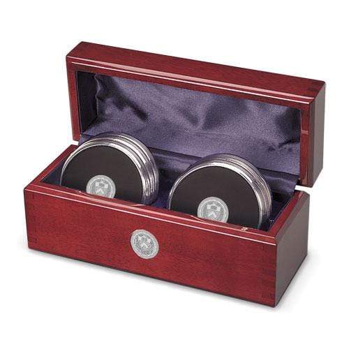 Princeton Medallion Brass/Leather Coasters Rosewood Box (Set of 6