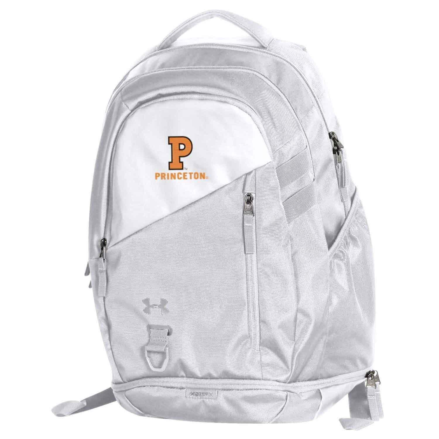 white and grey under armour backpack