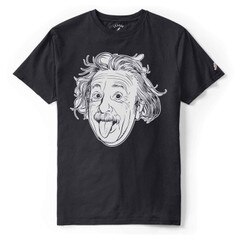 League Professor Einstein Tee, black tee with large picture of Einstein's head at center front