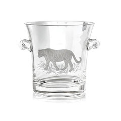 Crystal Tiger Ice Bucket, double hand engraved tiger at front