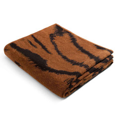 Wool Tiger Throw, orange and black tiger stripe 100% baby alpaca wool jacquard throw blanket