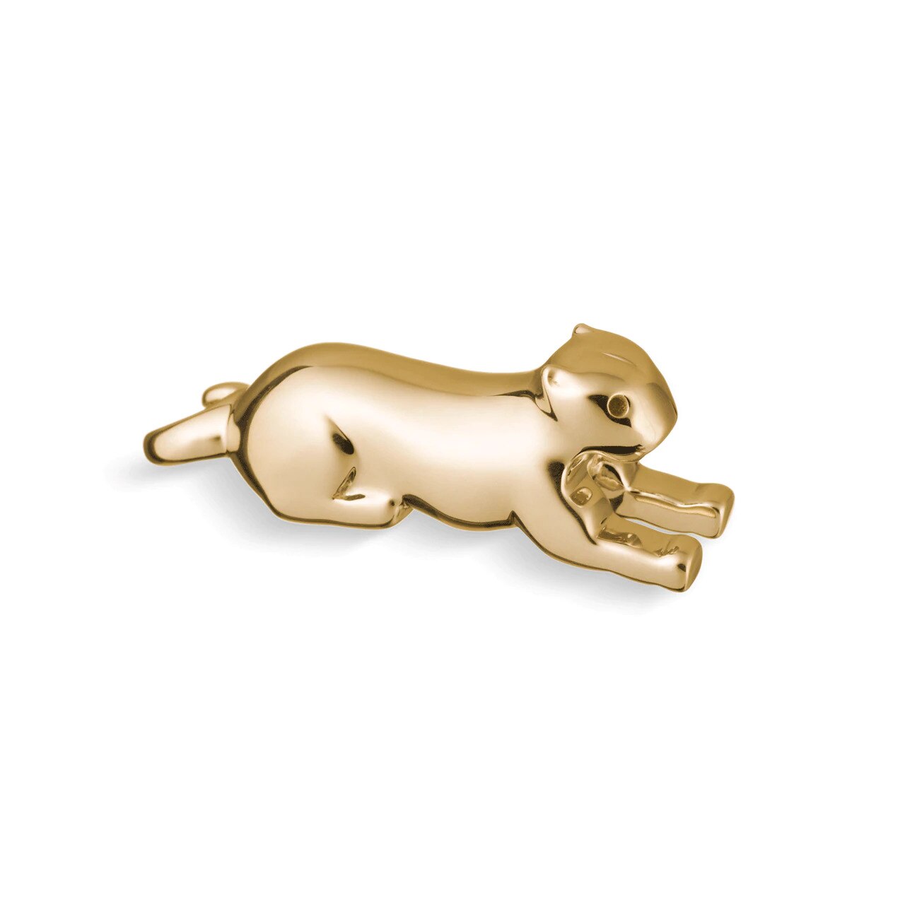 18k Yellow Gold Tiger Charm, 1" gold pendant of iconic Princeton tiger with ruby stones for eyes