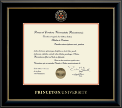 Masterpiece Onyx Gold Diploma Frame, Black onyx frame with gold trim and masterpiece medallion at top center