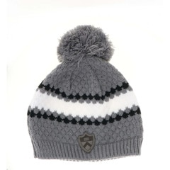 Grey Engraved Leather Patch Beanie