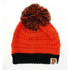 Orange and Black Purl Knit Beanie