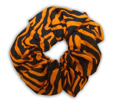 black and orange stripe scrunchy